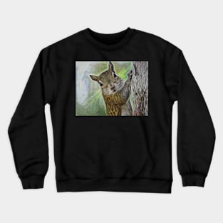 Staring Squirrel Digital Painting Crewneck Sweatshirt